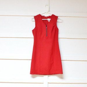 XOXO Vintage Red Diamond Encrusted Front Zip Sheath Dress | Size S